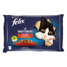 Felix Jöle İçinde Sığır Etli ve Tavuklu Yetişkin Kedi Pounch 4*85 Gr 
