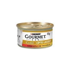 Gourmet Gold Çifte Lezzet Sığır Etli&Tavuklu Konserve Kedi Maması 85Gr