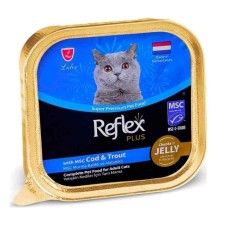 85 grReflex Plus Jöle İçinde Et Parçacıklı Balıklı Ve Alabalıklı Yetişkin Kedi 85 Gr