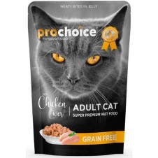 Prochoice Pouch Jöle İçinde Tavuklu ve Ciğerli Tahılsız Yetişkin Kedi Pounch 85 Gr
