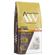 Animal World Hairball Tüy Yumağı Önleyici Tavuklu Kedi Maması 15 Kg