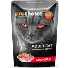 Prochoice Pouch Jöle İçinde Kuzulu ve Ciğerli Tahılsız Yetişkin Kedi Pounch 85 Gr