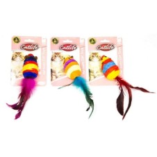 Catlife Kediler İçin Renkli Tüy Kuyruklu Fare Oyuncak 