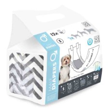M-Pets Diapers Erkek Köpekler İçin Külot Bez 15-30cm [S] (12'li)