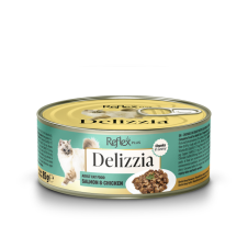 Reflex Plus Delizzia Sos İçinde Parça Etli Somonlu ve Tavuklu Yetişkin Kedi Konservesi 85 Gr