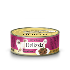 Reflex Plus Delizzia Sos İçinde Parça Etli Tavuklu ve Ciğerli Yetişkin Kedi Konservesi 85 Gr