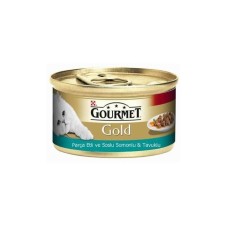 Gourmet Gold Parça Etli ve Soslu Somon&Tavuk Konserve Kedi Maması 85Gr