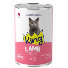 King Sos İçinde Et Parçacıklı Kuzu Etli Yetişkin Kedi Konserve 400Gr