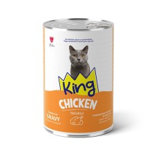 King Sos İçinde Et Parçacıklı Tavuklu Yetişkin Kedi Konserve 400Gr