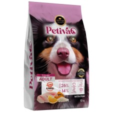 Petiva Yetişkin Köpekler İçin Balık Etli  Köpek Maması 12 Kg
