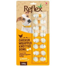 Reflex Tavuk Eti Sargılı Çift Düğümlü Köpek Çiğneme Kemiği 100gr (8'li)