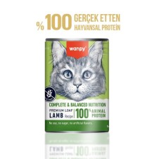 Wanpy Tahılsız %100 Gerçek Et Kuzulu Kedi Konserve 375Gr