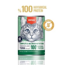 Wanpy Tahılsız %100 Gerçek Et Ton Balıklı Kedi Konserve 375Gr