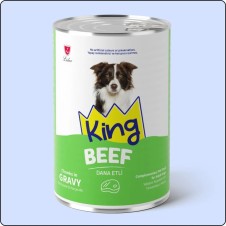 King Sos İçinde Et Parçacıklı Dana Etli Yetişkin Köpek Konserve 400Gr