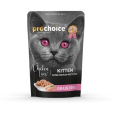 Prochoice Jöle İçinde Tavuklu ve Ciğerli Tahılsız Yavru Kedi Pounch 85 Gr