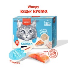 Wanpy Somonlu Kaşıklı Kedi Ödül Kreması 16 gr*10Ad