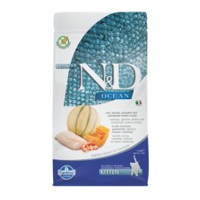 N&D Ocean Morina Balıklı Bal Kabaklı Karidesli ve Kavunlu Tahılsız Yavru Kedi Maması 1,5 Kg