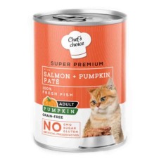 Chef's Choice Somonlu ve Bal Kabaklı Tahılsız Ezme Yetişkin Kedi Konservesi 400 Gr