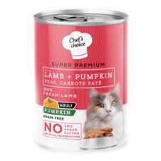 Chef's Choice Kuzu Etli ve Bal Kabaklı Tahılsız Ezme Yetişkin Kedi Konservesi  400 GR